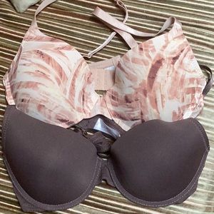 Danskin NWOT two bras 36B brown and blush beige design 3 hook T-shirt bra